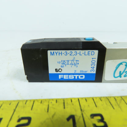 Festo 34301 MYH-3-2,3-L-LED Solenoid Valve DC24V 2-8bar with LED Indicator