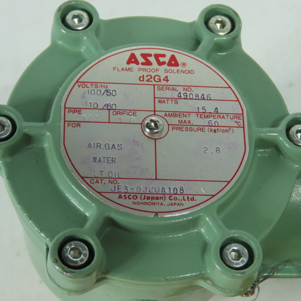 ASCO JE3-8320A108 d2G4 Flame Proof Solenoid Valve 110V 1/4" Pipe 1/8" Orifice