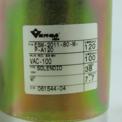 Versa 061544-04 ESM-2011-80-M-P-A120 Two-Way Solenoid Valve 120VAC 7.7W VAC-100