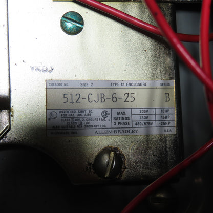 Allen-Bradley 512-CJB-6-25 Size 2 Combination Motor Starter 45A 600V NEMA 12