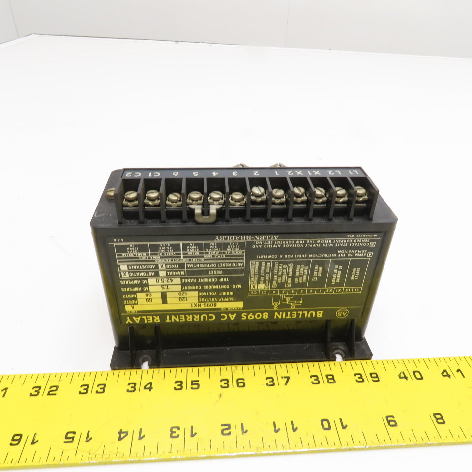 Allen-Bradley 809S-NX1 AC Current Relay 120V 60Hz 4.2-5.0A Trip Range