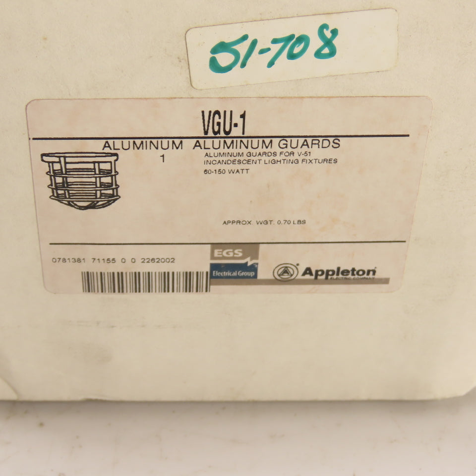 Appleton VGU-1 Aluminum Guards for V-51 Incandescent Lighting Fixtures Lot/2