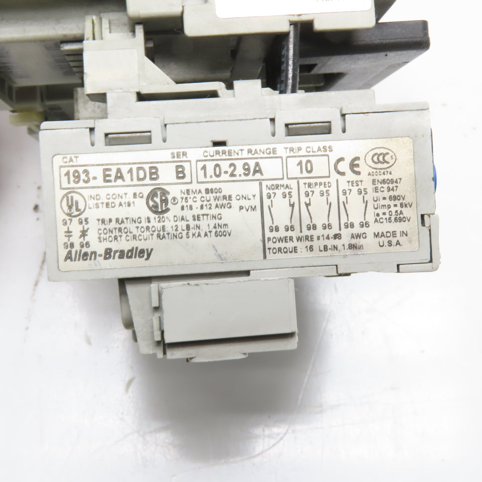 Allen-Bradley 100-C16*10 IEC Reversing Motor Starter 120V 60Hz 1.0-2.9A Overload