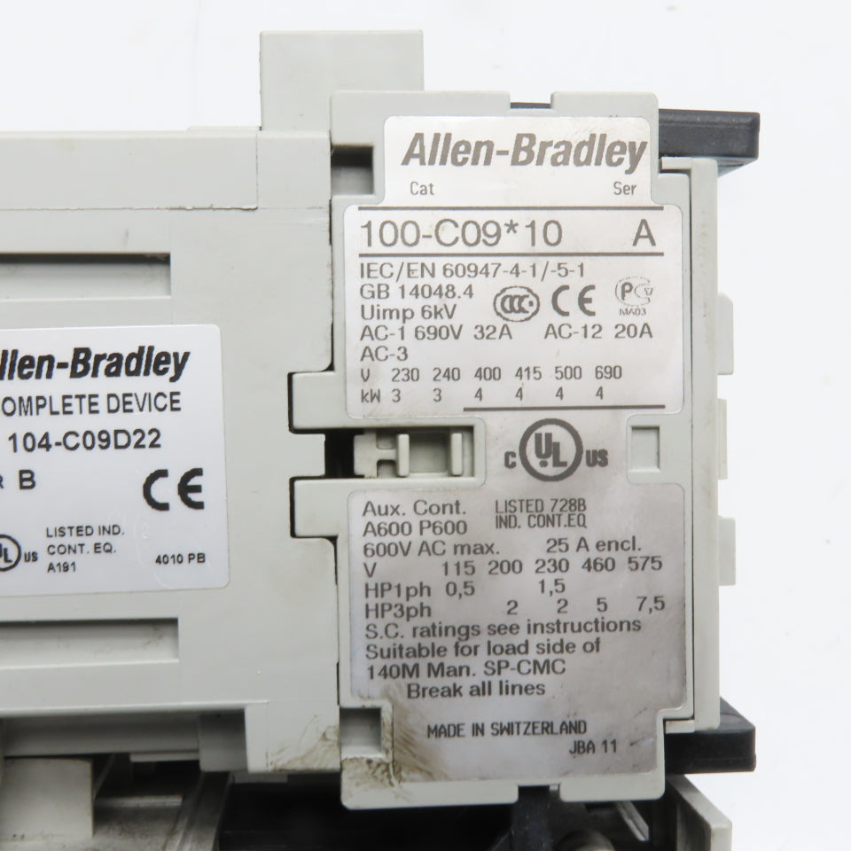 Allen-Bradley 104-C09D22 IEC Reversing Motor Starter 120V 60Hz 1.0-5.0A E1 Plus