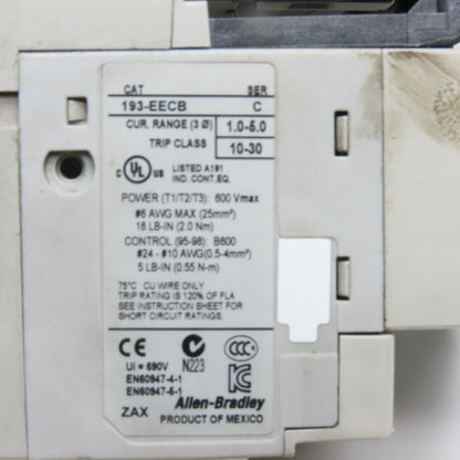 Allen-Bradley 104-C09D22 IEC Reversing Motor Starter 120V 60Hz 1.0-5.0A E1 Plus
