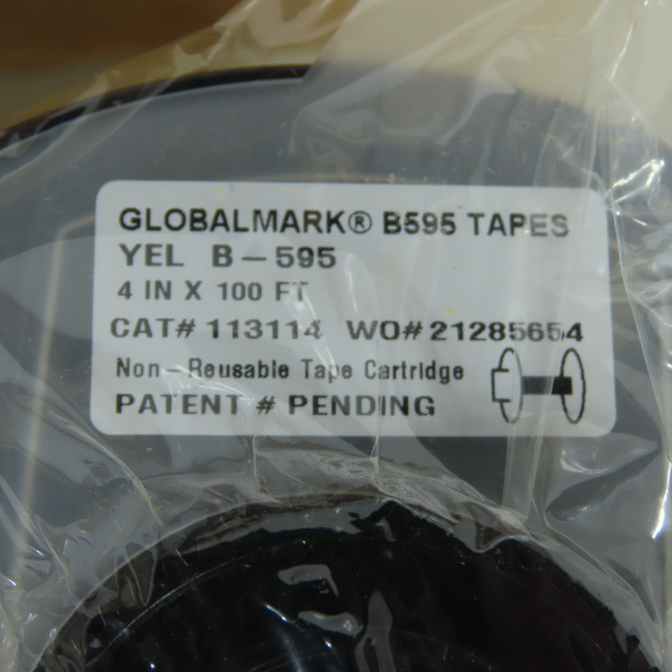 Brady 113114 GlobalMark B-595 Yellow Vinyl Label Tape Cartridge 4" x 100'