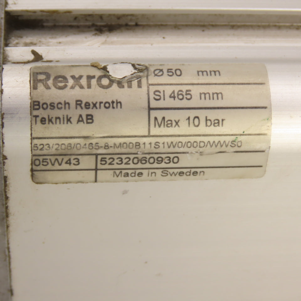 Bosch Rexroth 5232060930 Pneumatic Cylinder 50mm Bore 465mm Stroke 10 bar Max