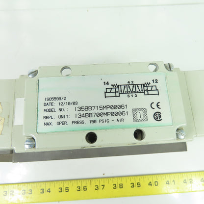Numatics 135BB715MP00061 Solenoid Valve 24VDC 150 PSIG W/ Manifold Base