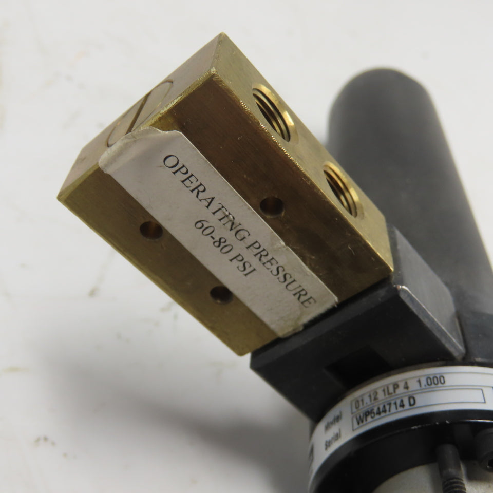 Parker 01.12 1LP 4 1.000 Pneumatic Air Cylinder 60-80 PSI W/ Manifold and Clevis