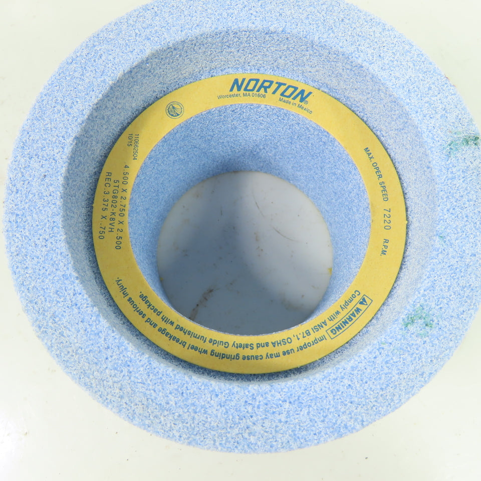 Norton 110662504 5TG802-K8VH Cup Grinding Wheel 4.500 x 2.750 x 2.500 7220 RPM