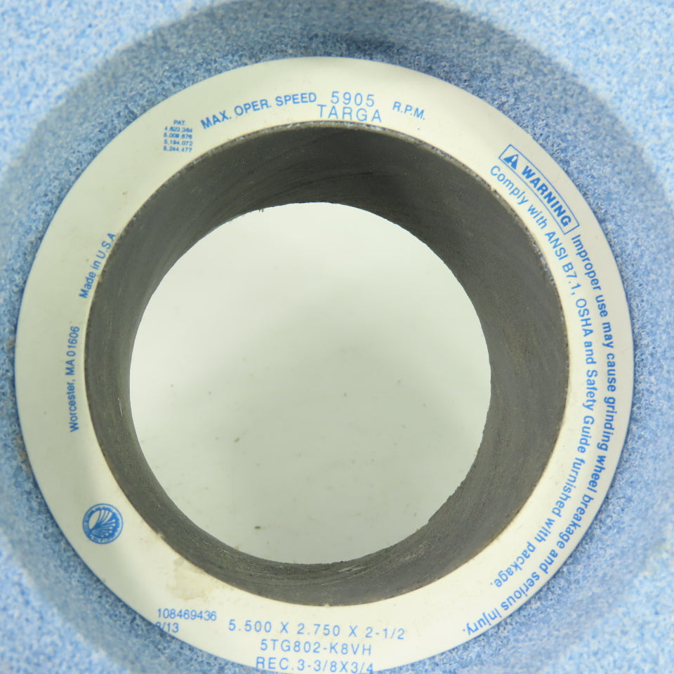 Norton 5TG802-K8VH Targa Cup Grinding Wheel 5.500 x 2.750 x 2-1/2 5905 RPM