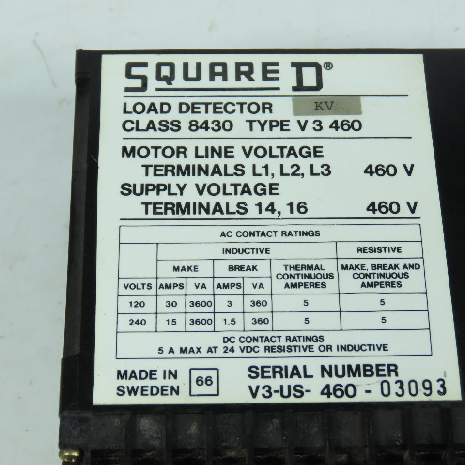 Square D Class 8430 Type V3 460 Load Detector 460V