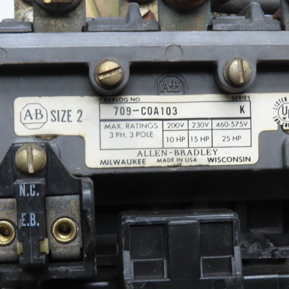 Allen Bradley 709-C0A103 Size 2 Contactor Starter 600V 25Hp 110/120V Coil