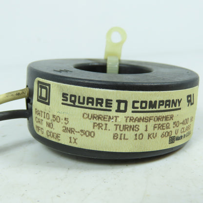 Square D 2NR-500 Current Transformer 50:5 Ratio 600V 50-400Hz