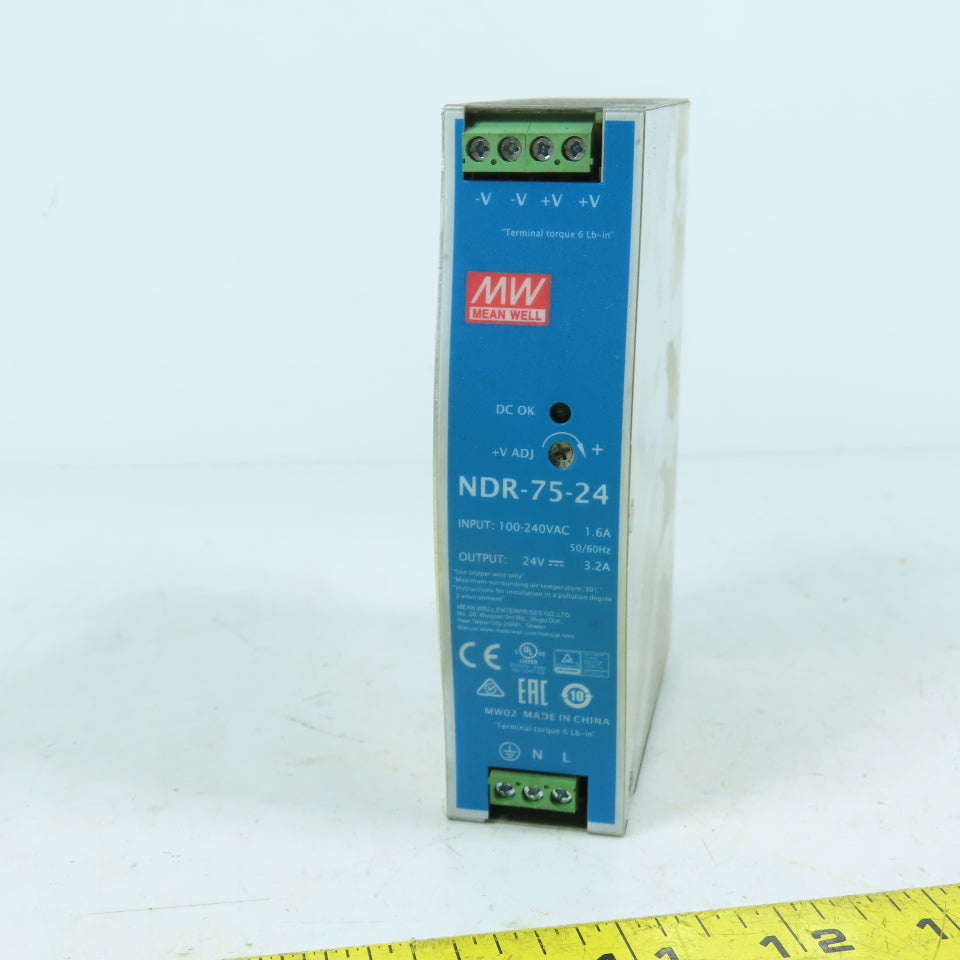 Mean Well NDR-75-24 75W 24V 3.2A DIN Rail Power Supply 100-240VAC