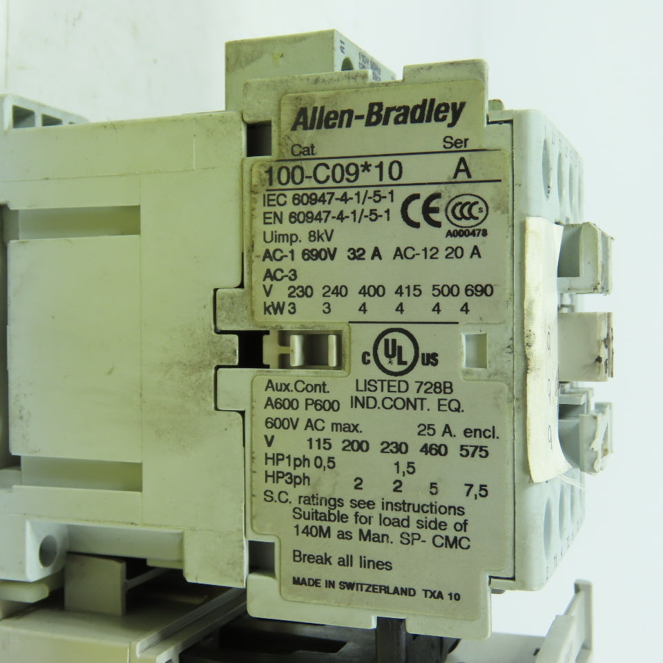 Allen-Bradley 100-C09*10 IEC Contactor W/ 193-ED1CB E1 Plus Overload 1.0-5.0A