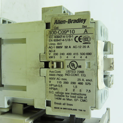 Allen-Bradley 100-C09*10 IEC Contactor W/ 193-ED1CB E1 Plus Overload 1.0-5.0A