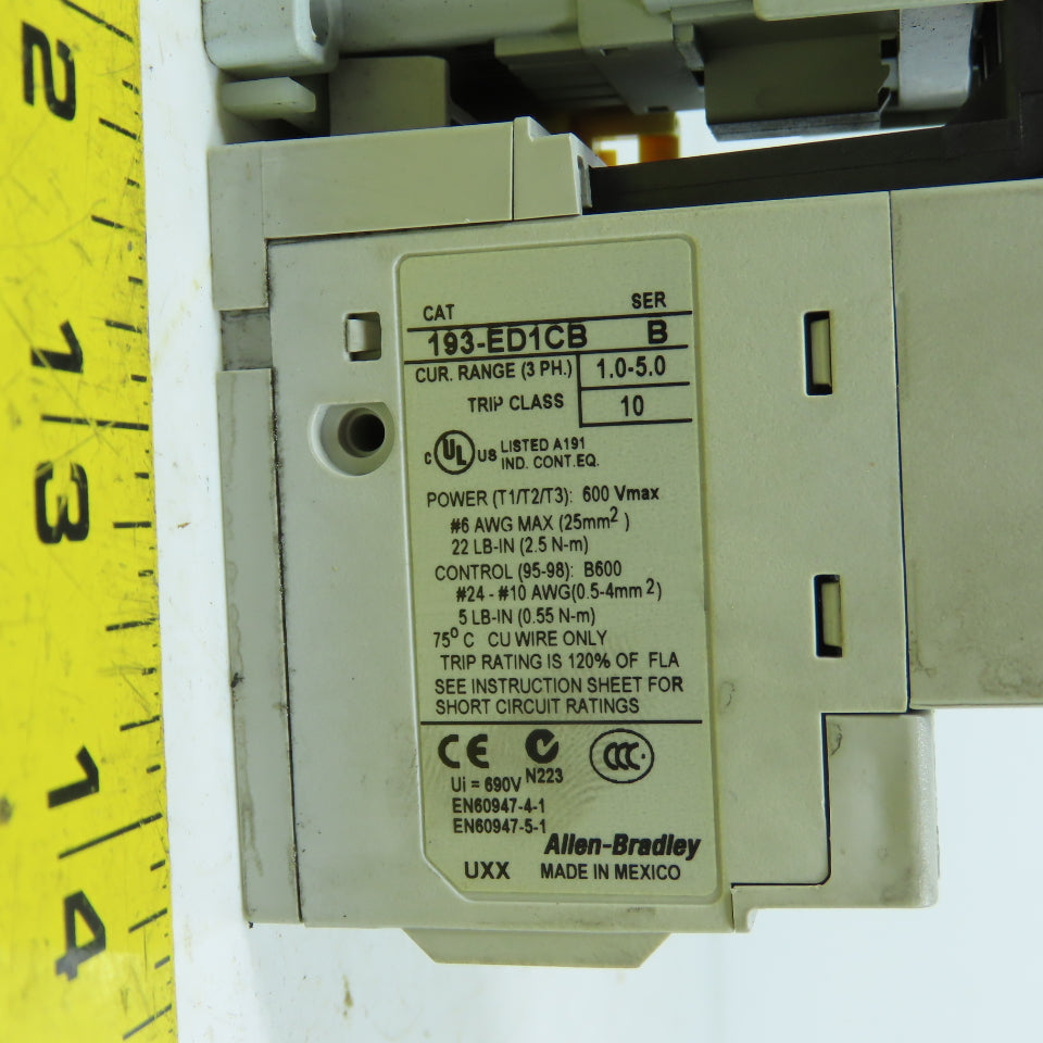 Allen-Bradley 100-C09*10 IEC Contactor W/ 193-ED1CB E1 Plus Overload 1.0-5.0A