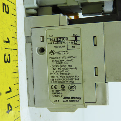 Allen-Bradley 100-C09*10 IEC Contactor W/ 193-ED1CB E1 Plus Overload 1.0-5.0A