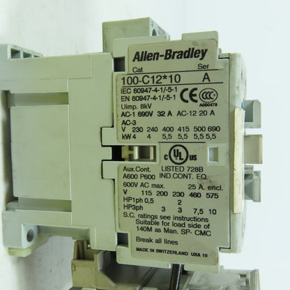Allen-Bradley 100-C12*10 Contactor W/ 193-EA1FB Overload 120VAC Coil 3.7-12A