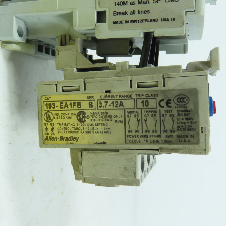 Allen-Bradley 100-C12*10 Contactor W/ 193-EA1FB Overload 120VAC Coil 3.7-12A