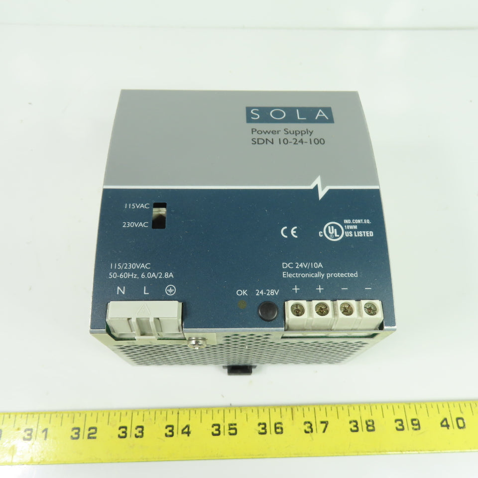 Sola SDN 10-24-100 Power Supply 24VDC 10A 115/230VAC Input
