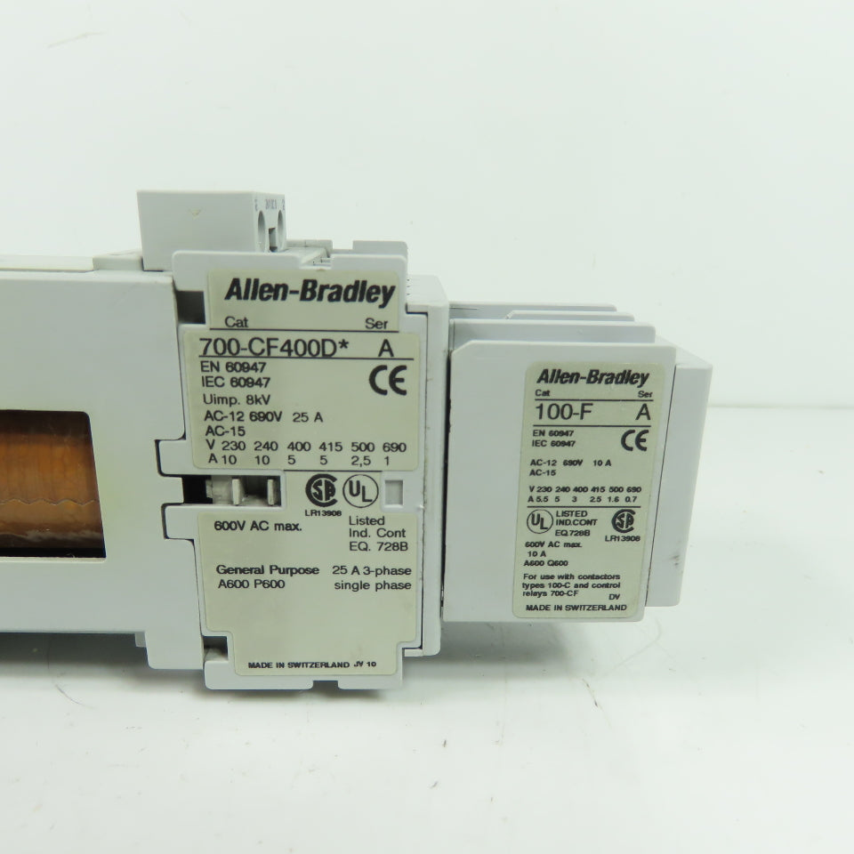 Allen-Bradley 700-CF400D* IEC Control Relay 24VDC Coil 4-Pole W/ 100-F Auxiliary