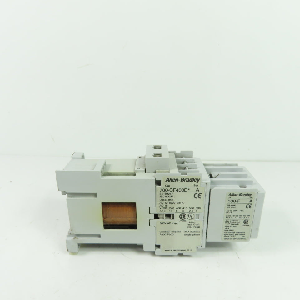 Allen-Bradley 700-CF400D* IEC Control Relay 24VDC Coil 4-Pole W/ 100-F Auxiliary