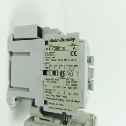 Allen-Bradley 100-C09*10 Contactor 600V 25A W/ 193-EA2CB0.32-1.0A Overload Relay