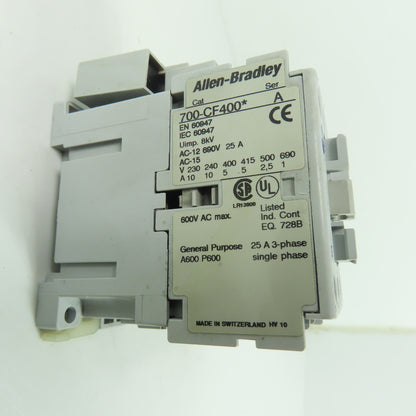 Allen-Bradley 700-CF400* 4-Pole IEC Industrial Control Relay 110-120V Coil