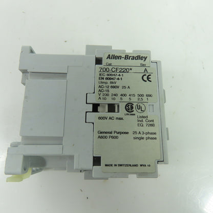 Allen-Bradley 700-CF220* IEC Control Relay 120VAC Coil 25A 600V