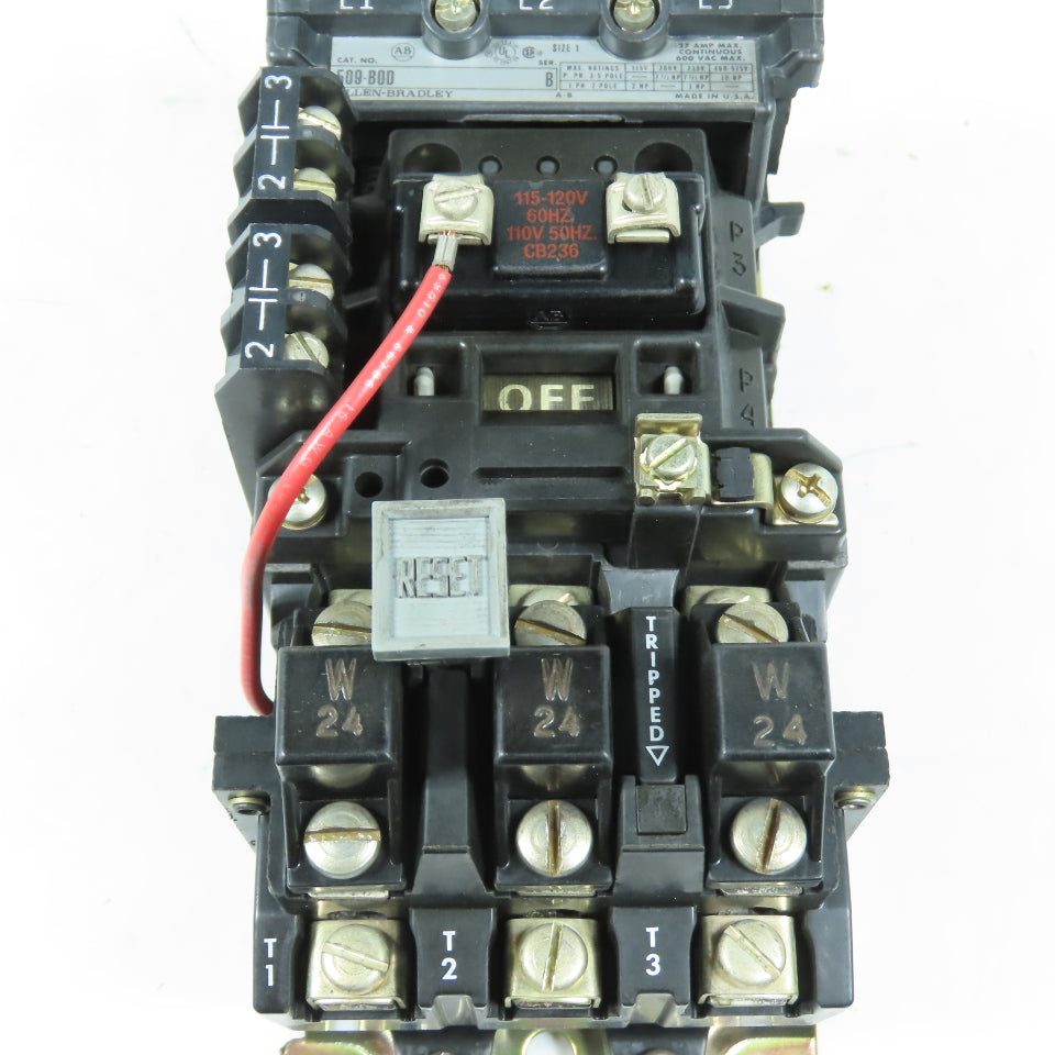 Allen-Bradley 509-BOD Size 1 Motor Starter 120V Coil 600V Overload 42185-800-01