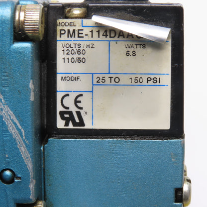 MAC 6513B-311-PM-114DA 2 Position Solenoid Valve 120V Coil