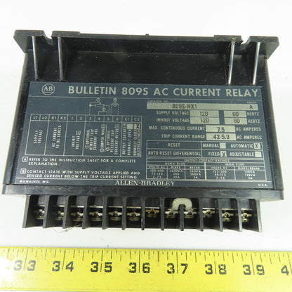 Allen-Bradley 809S-NX1 Bulletin 809S AC Current Relay 120V 0.42-5.0A Ser A