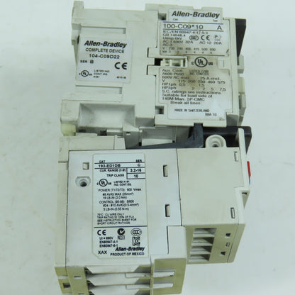 Allen-Bradley 104-C09D22 Reversing Starter 120V Coil 3.2-16A 193-ED1DB Overload