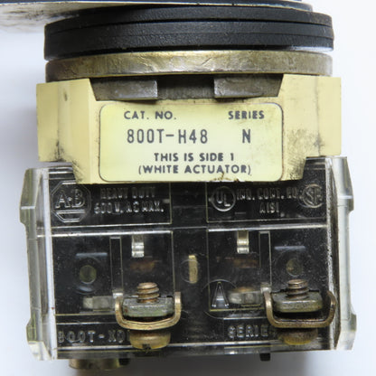 Allen-Bradley 800T-H48 2 Position Momentary Contact Selector Switch 600V Max