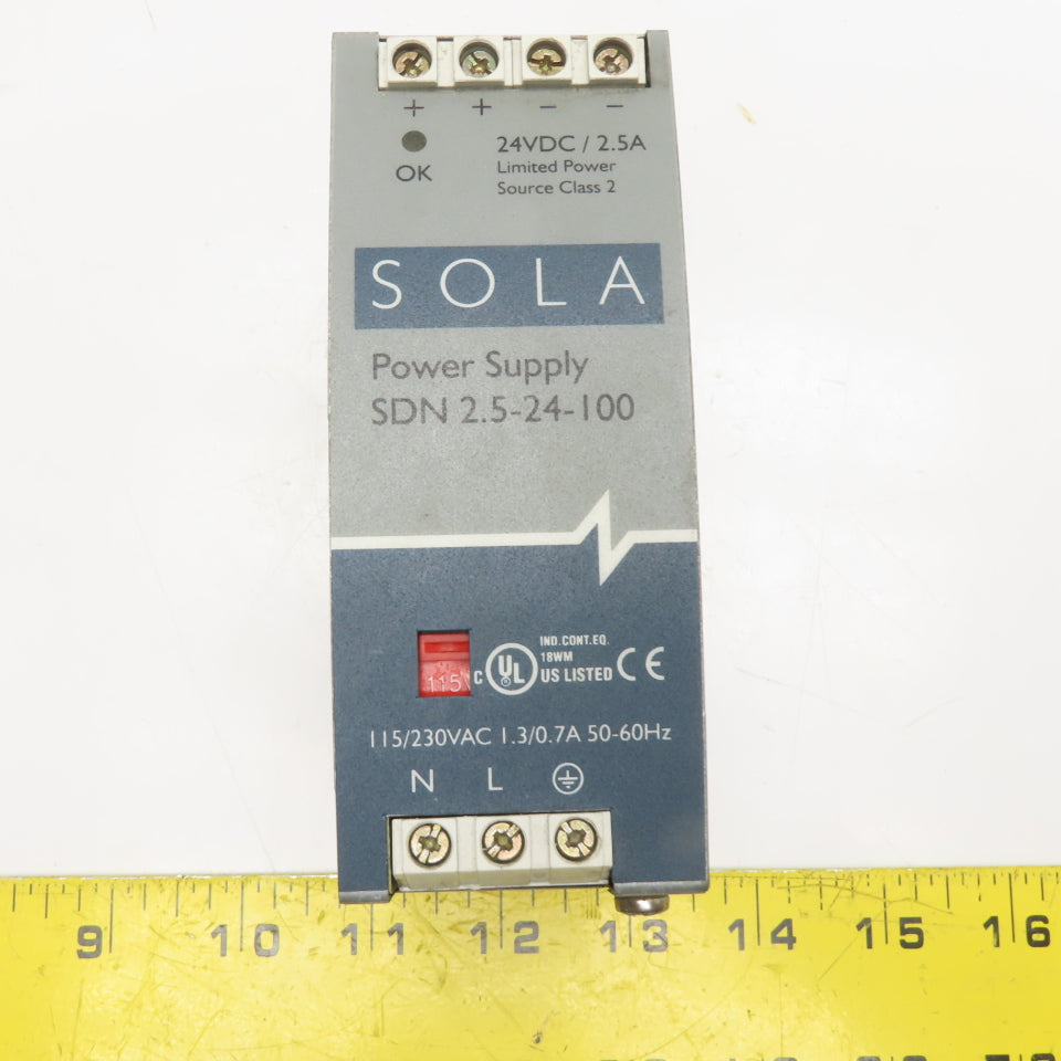 Sola SDN 2.5-24-100 Power Supply 24VDC 2.5A 60W 115/230VAC Input
