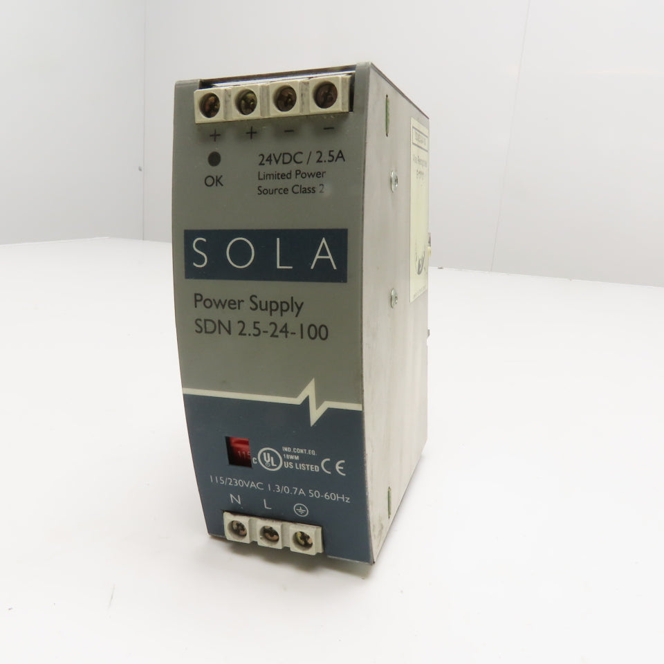 Sola SDN 2.5-24-100 Power Supply 24VDC 2.5A 60W 115/230VAC Input