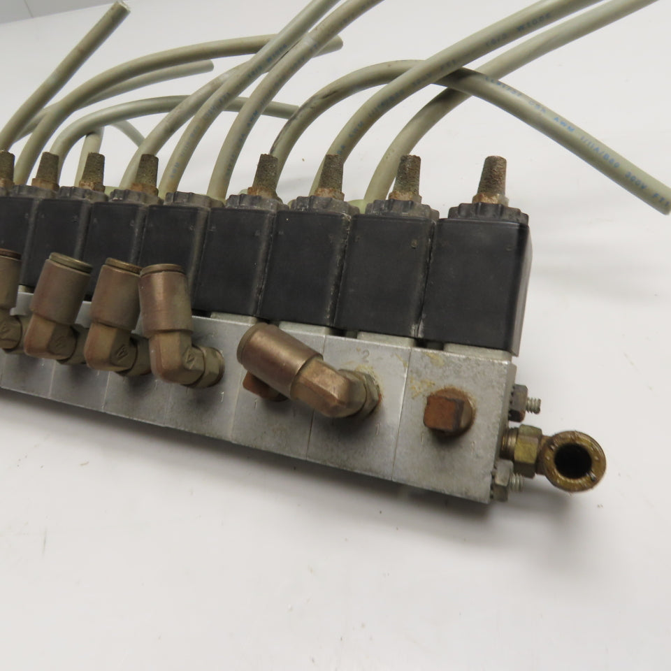 13-Station Pneumatic Solenoid Valve Manifold Bank 110VAC