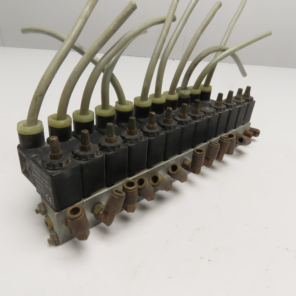 13-Station Pneumatic Solenoid Valve Manifold Bank 110VAC