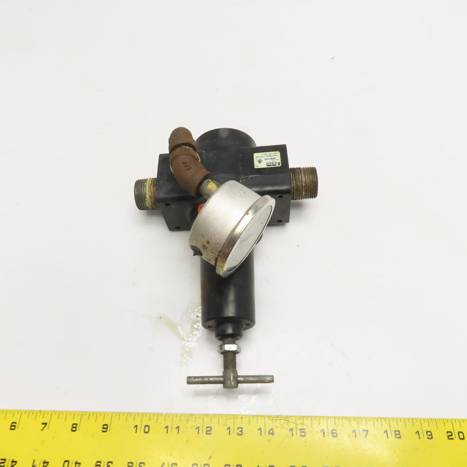 Parker 08R513AB Pneumatic Air Pressure Regulator with Gauge 250 PSI 175 F Max