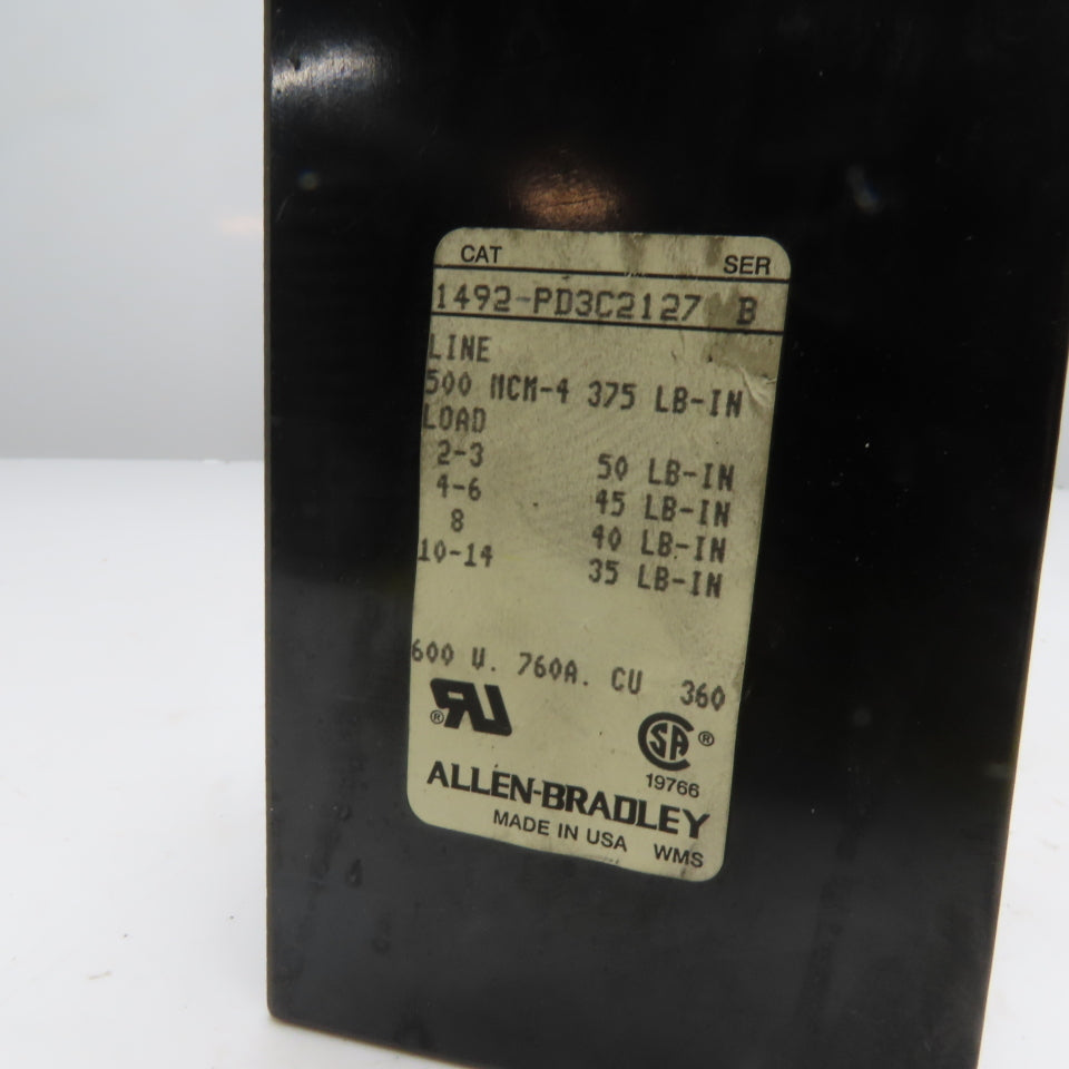 Allen-Bradley 1492-PD3C2127 3-Pole Power Distribution Block 600V 760A