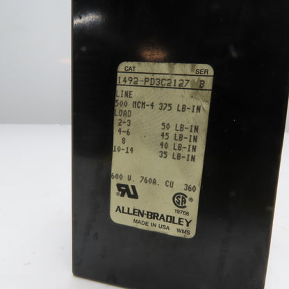 Allen-Bradley 1492-PD3C2127 3-Pole Power Distribution Block 600V 760A