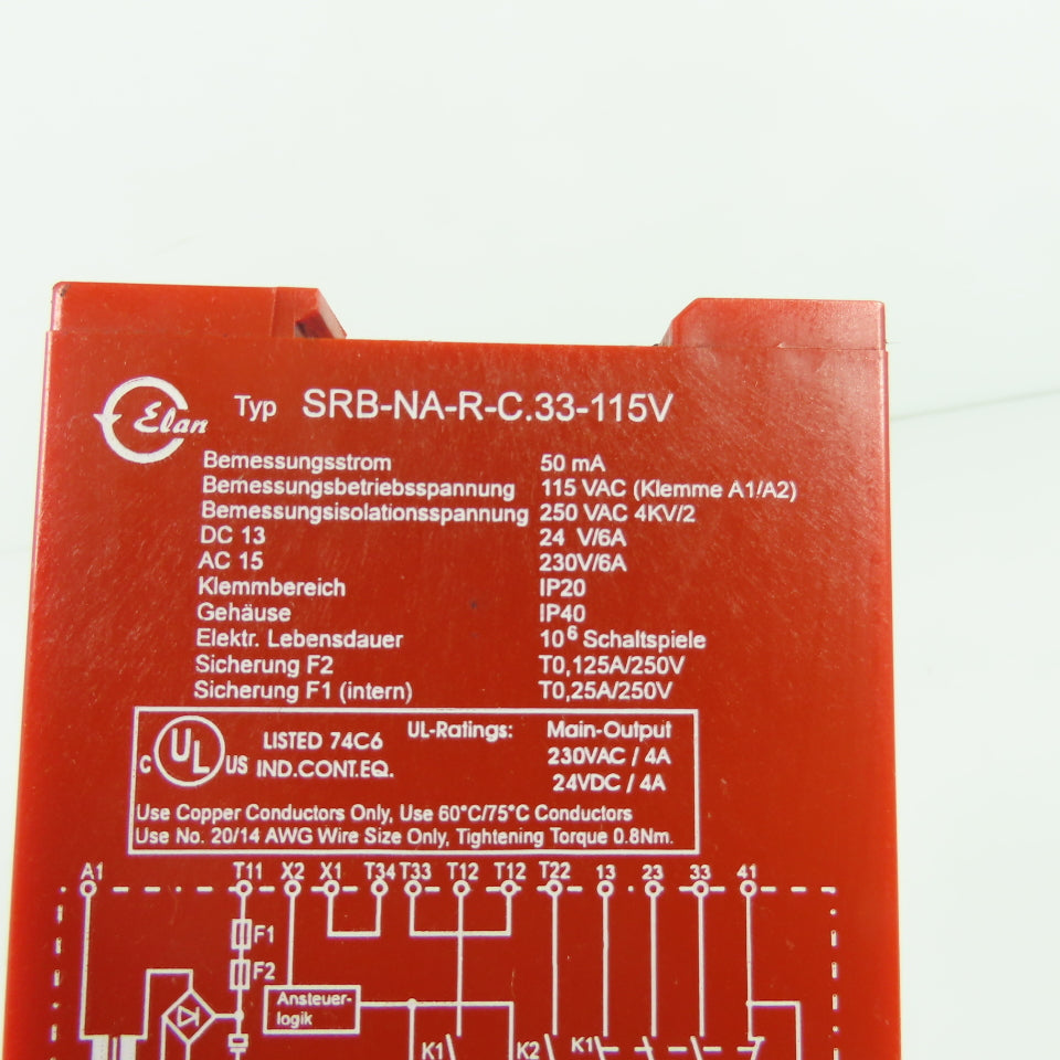 Elan SRB-NA-R-C.33-115V Safety Relay 115VAC 230VAC/24VDC 4A