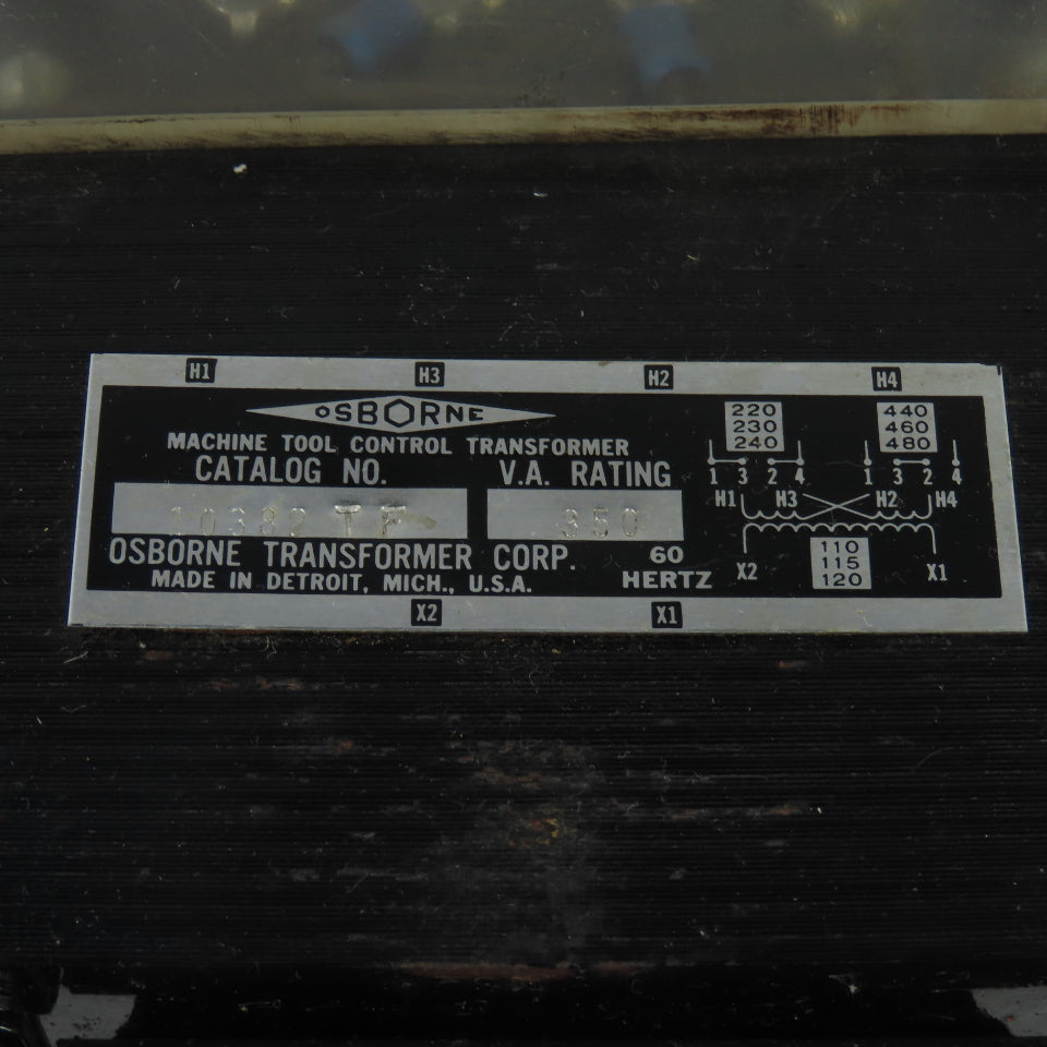 Osborne 10382 TF Machine Tool Control Transformer 350VA 220/480V Pri 110/120VSec