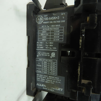 Allen-Bradley 100-A45N*3 IEC Contactor Starter W/ 193-CPC45 Overload Relay