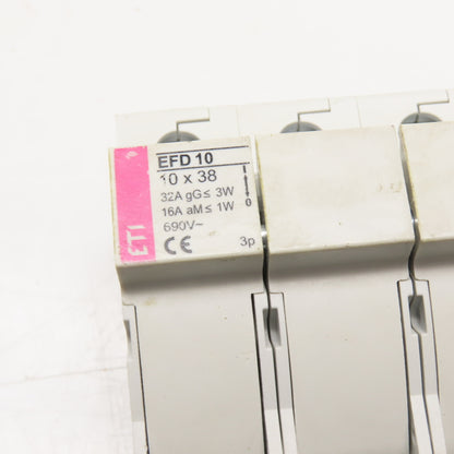 ETI EFD 10 3-Pole 32A 690V DIN Rail Mount Fuse Holder Lot Of 2