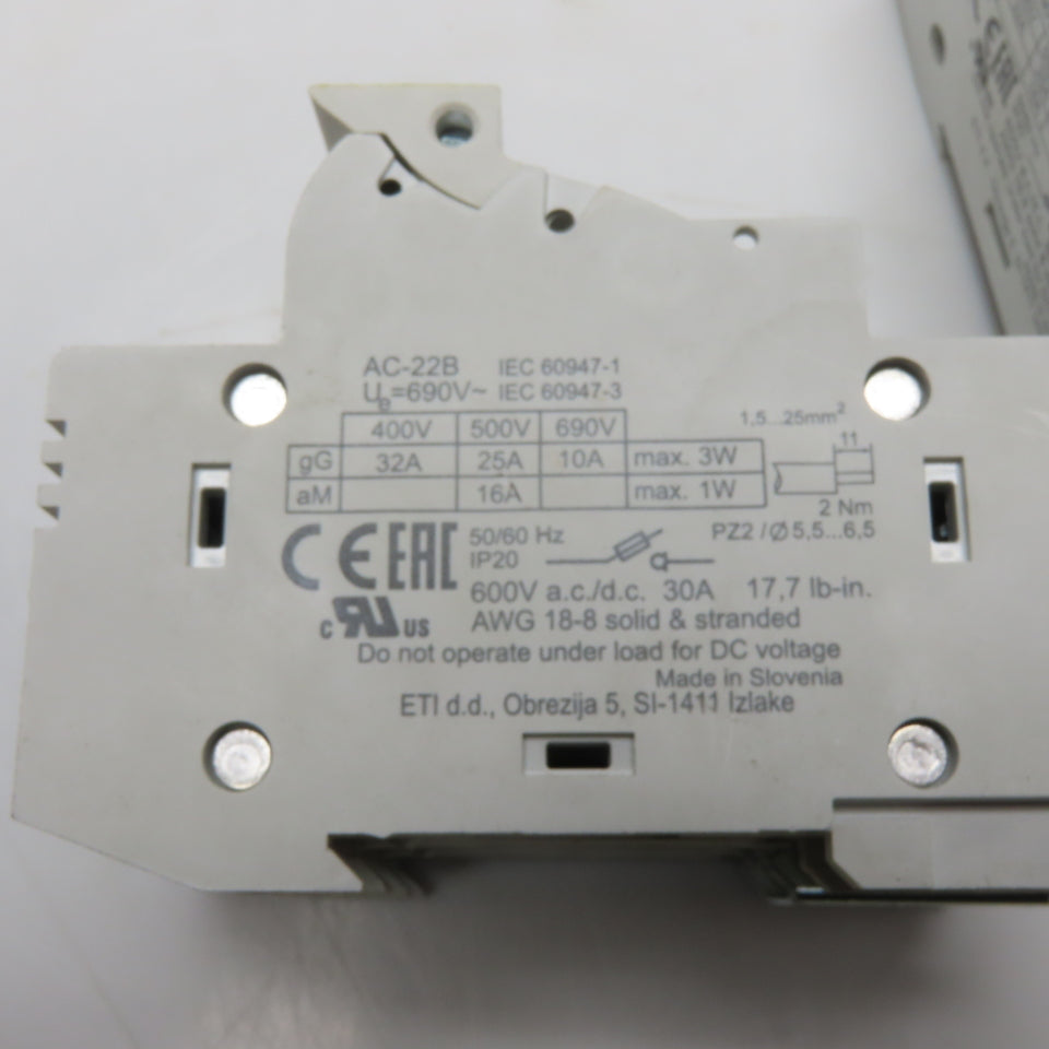 ETI EFD 10 3-Pole 32A 690V DIN Rail Mount Fuse Holder Lot Of 2