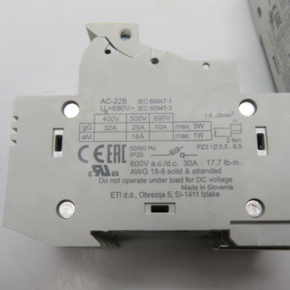 ETI EFD 10 3-Pole 32A 690V DIN Rail Mount Fuse Holder Lot Of 2
