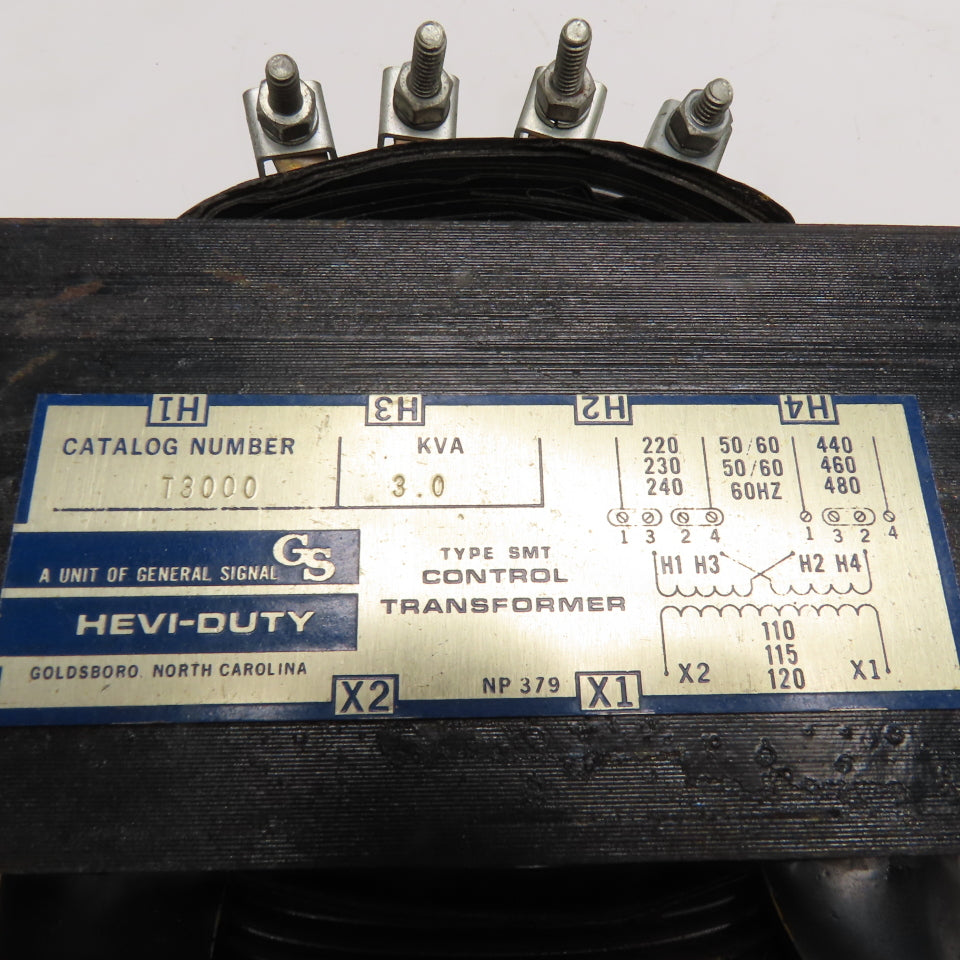 Hevi-Duty T3000 3.0kVA SMT Control Transformer 220-480V Pri 110-120V Sec